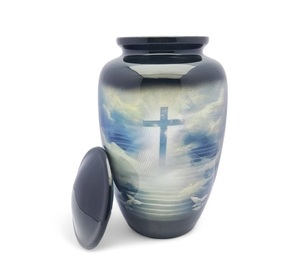 Urnas de cremación de metal, urna cruzada grande para cenizas humanas, entierro funerario, urna para adultos de 10 ", memoriales perfectos - Product Image 4