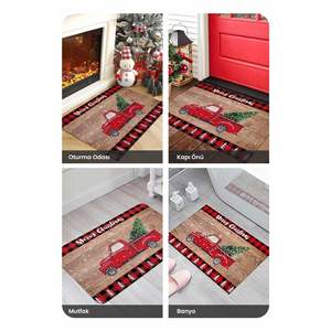 Alfombra de Entrada con Diseño de Auto de Año Nuevo, 45x70cm, Base Tejida Antideslizante, Decorativa, Regalo, Impresión Digital, Delgada, Hecha de Poliéster Resistente - Product Image 6