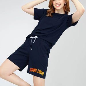 Ensemble t-shirt et short pour femme avec logo personnalisé de haute qualité Vente en gros Ensemble 2 pièces respirant de couleur unie pour femme - Product Image 5