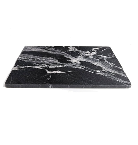 Planche à découper en marbre 3 différentes couleurs de pierre naturelle forme ronde en pierre grise noire et blanche avec poignée planche de suspension en corde - Product Image 5