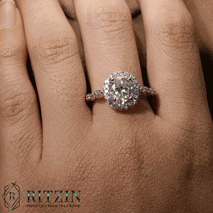 วงแหวนรูปไข่และทรงกลมสำหรับผู้หญิงแหวนหมั้นพร้อมเน้นเสียง - Product Image 1