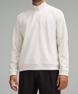 Sweat-shirt à col rond pour homme, respirant, en coton mélangé, coupe décontractée unique, qualité supérieure, léger, avec fermeture éclair quart de tour - Product Image 1