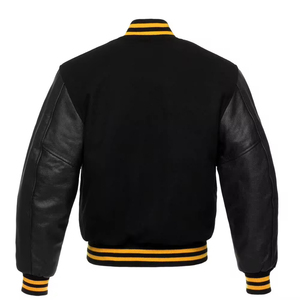 Heavyweight Coated Leather Vintage Inspired Stand Collar Varsity Jacket Men Front Logo Street Style Waterproof Winter Warm - Product Image 4