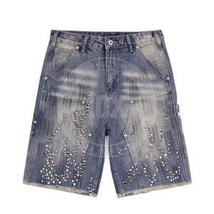 Shorts flashy en strass pour hommes, logo personnalisé, shorts surdimensionnés légers en strass pour hommes, prix de gros - Product Image 1