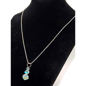 Catena scatola in argento Sterling 925 con cubo di cristallo ciondolo di lusso collane di cristallo - Product Image 4