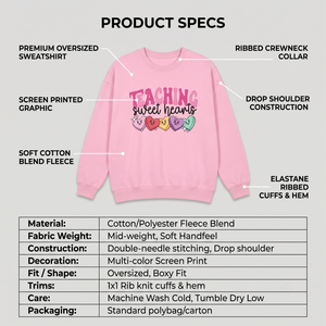 Sudadera Oversize de Felpa Rosa para Mujer con Estampado Gráfico de San Valentín para Maestras - Product Image 5