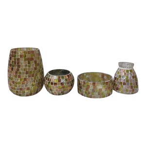 Artisanat en verre coloré cylindrique rond fantaisie décor à la maison de haute qualité vide mosaïque bougie bocaux en verre bocaux pour mariage - Product Image 6