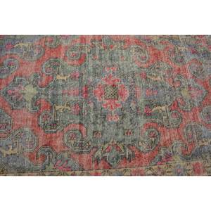 Tapis turc vintage classique rouge gris 4.3 X 7.2ft grande surface en peluche Pile hauteur motif abstrait laine Latex pour couloir chambre décor - Product Image 5