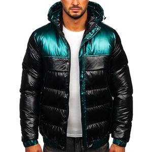 Chaqueta Bomber de invierno para hombre de alta calidad, Abrigo acolchado brillante con estilo de burbuja de lona, abrigo de motorista cálido con bolsillo decorativo para hombre - Product Image 1