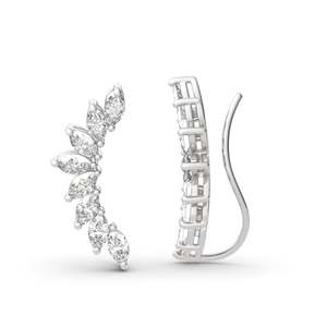 Boucles d'oreilles Jeulia en argent sterling, coupe marquise, motif feuille, pour mariage - Product Image 2