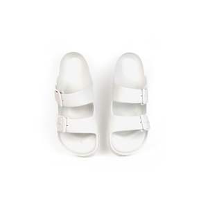 <b>White</b> Women/Girls Summer Beach Textile for Double Buckles Low <b>Heels</b> Fashion Trend Print Comfortable Breathable - Product Image 4