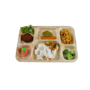 Meilleures assiettes à 5 compartiments 35x25cm en feuille de palmier assiettes carrées jetables en vrac pour mariages traiteur fêtes restaurants - Product Image 1