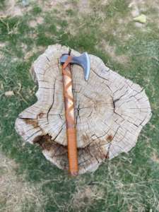 Hacha Táctica Plegable Portátil con Mango de Madera y Cabeza de Acero, Multiusos, Industrial, para Campamento, Supervivencia, Estilo Vikingo - Product Image 2