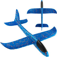 Martom Grand planeur en polystyrène bleu de 47 cm, blocs en plastique souple, jouet pour enfants de 4 à 6 ans