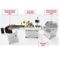 Máquina etiquetadora de botellas envolvente SKILT con plato giratorio alimentador e impresora giratoria de colección para frascos de botellas grandes y pequeñas