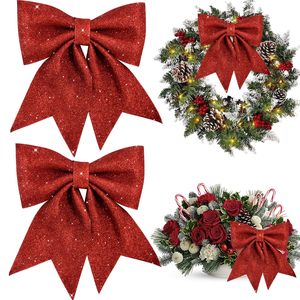 Liontin pohon Natal ikatan simpul pita Natal Glitter emas besar 2024 perlengkapan dekorasi pesta Tahun Baru Rumah - Product Image 1