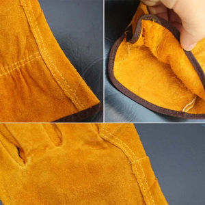 PairSet Anti-Heat Fireproof Durable Yellow Cow Leather Welder <b>Gloves</b> Work <b>Safety</b> <b>Gloves</b> for Outdoor from Pakistan - Product Image 4