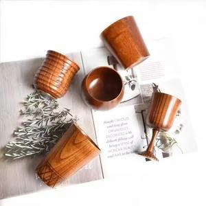 Nouveautés ensemble de tasses en bois d'acacia tasses à boire en bois avec logo personnalisé tasses à thé à boire les moins chères - Product Image 3