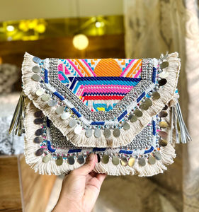 Exquisitos bolsos tribales Retro bordados para mujer, bolsos de mano étnicos artesanales bohemios coloridos, bolsos de noche - Product Image 5