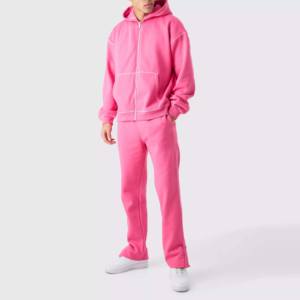 Custom 100% Cotton Tracksuits for <b>Men</b> Boys Comfortable Zipper <b>Hoodie</b> Jogging Sweat Suits Solid Pattern for Training <b>Running</b> Suit - Product Image 1