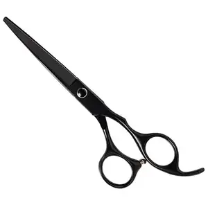 黑色涂层理发店胡子剪刀由高级不锈钢材料制成，带手指托6.5”