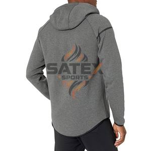 Sweat à capuche zippé pour homme, 100% coton, uni, respirant, séchage rapide, vêtements de sport et de course en plein air, service de personnalisation OEM - Product Image 4