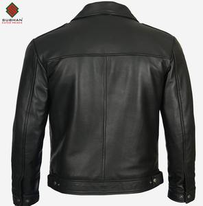 Blouson aviateur en cuir marron pour homme, uni, décontracté, hiver, fermeture éclair, col mandarin |   Vêtements d'extérieur authentiques faits à la main - Product Image 4