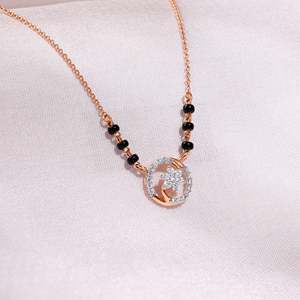 Bijoux fins de qualité supérieure en or rose Bhavya avec diamant Mangalsutra pour femmes, élégant collier traditionnel de mariage et de fiançailles - Product Image 5