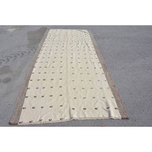 พรมตุรกีวินเทจคลาสสิกสีเบจ5.1 x 11ft งานเย็บปะทำด้วยมือวัสดุโพลีเอสเตอร์ขนยางรองสำหรับวัยรุ่นที่อยู่อาศัย - Product Image 1