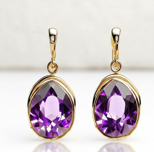 Blue Amethyst 15×<b>20</b> mm Pear Dangle Earrings | 925 Sterling Silver 18K Gold Plated Bridal & Party Jewelry for Women - Product Image 2