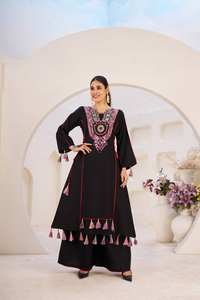 Elegante bordado estilo pakistaní rayón Kurta traje de mujer ropa de fiesta de boda - Product Image 2