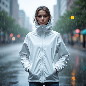 2024 Fashion Women's Windbreaker Hooded Jacket Solid Color Softshell Jacket Female Rain Coat Ladies <b>Waterproof</b> Outerwear - Product Image 1