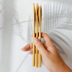 Juego de cubiertos de bambú reutilizables para viaje, cuchara, tenedor, cuchillo, cubiertos naturales, artesanía de grado alimenticio, ecológico, Biodegradable - Product Image 6