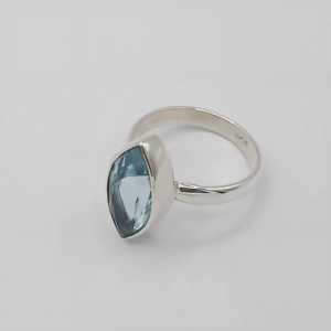 Navya Craft's Handcrafted Sterling Silver <b>Ring</b> for Women Blue Topaz Marquise Bezel Set <b>Statement</b> Jewelry Gift for Her - Product Image 3