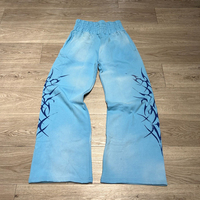 Pantalon décontracté pour homme en mélange de coton mi-lourd, teint en pièce, respirant, coupe large régulière, avec cordon de serrage, 440g, personnalisable avec logo imprimé