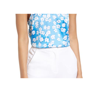 Canotta Seamless Halogen(R) in maglia blu-bianca con effetto Sun Dye Blooms, taglia XS, metodo di lavorazione a maglia - Product Image 3