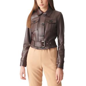 Chaqueta de cuero de motocicleta para mujer de invierno de nueva moda personalizada de alta calidad más vendida, lona impresa transpirable acolchada genuina - Product Image 1