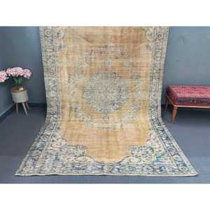 5.9x9.6 ft Rug, Turkish Vintage Rug, <b>Brown</b> Oriental <b>Wool</b> Rug - Product Image 1