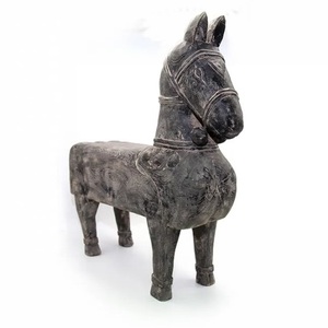 Artículos de decoración del hogar hechos a mano característica OEM calidad Material L65 x H69 x W21cm madera antigua caballo grande artesanía Vietnam - Product Image 3
