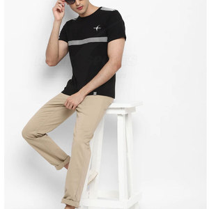 Summer Fashion Men's <b>Round</b>-Neck T-Shirt Short Sleeve Quick Dry Breathable <b>Canvas</b> Fabric High Quality Polyester/Cotton Material - Product Image 5