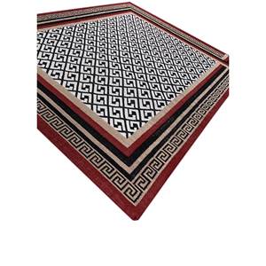 Alfombras de Lana Hechas a Mano Estilo Alhambra, Gris y Negro, Tejido Plano, para Hogar, Diseño Geométrico Rectangular, 10mm, para Adolescentes-ADWP-13051 - Product Image 2