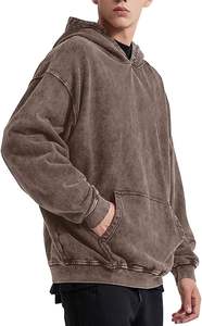 Alta calidad 100% algodón lavado ácido Sudadera con capucha logotipo personalizado bordado peso pesado de gran tamaño desgastado francés Terry sudaderas con capucha - Product Image 3