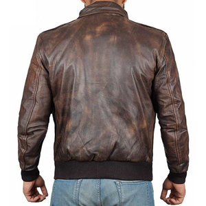 Chaqueta de Cuero de Moda Personalizada de Primera Calidad, Chaqueta de Cuero Genuino Hecha a Mano para Hombre, Color Marrón Oscuro Encerado - Product Image 4