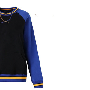 sigma gamma rho Custom Winter 3-Tone <b>Black</b>-Yellow-Blue Printed Front Chenille Logo Unisex Crewneck <b>Sweatshirt</b> OEM Rib Detail - Product Image 5