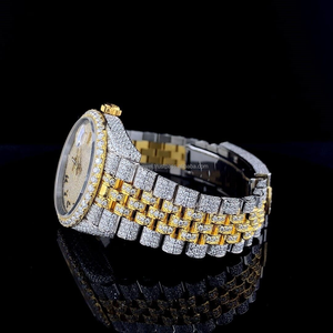 Alta calidad marca dos tonos plata y oro amarillo superventas clásico VVS calidad moissanite diamante reloj para hombres y mujeres - Product Image 2