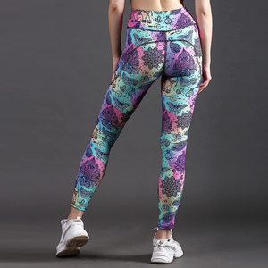 Alta calidad 100 por ciento algodón sublimación señoras Legging Yoga entrenamiento gimnasio pantalones Fitness elástico Deporte Pantalones para mujeres gimnasio - Product Image 6