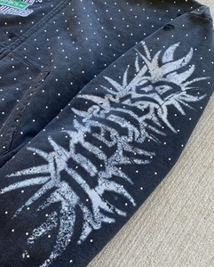 Sudaderas con capucha personalizadas de algodón 100%, patrón sólido, cuello forrado, lavado con ácido, estilo informal de verano, apliques de diseño 3D bordados - Product Image 2