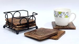 Luxury Wooden Coaster Set Handmade Beverage Coasters Smooth Surface Bohemian Style Eco-Friendly for Cafe Restaurant <b>Cheap</b> Price - Product Image 3