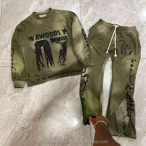 Terry Fleece Vintage Quick Dry Breathable Comfortable Sports Sweatshirt and <b>Shorts</b> Set for <b>Men</b> Plus Size 100% Cotton - Product Image 4