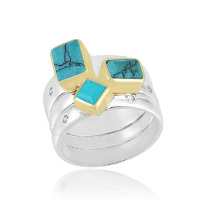 Anillos apilables más vendidos 925 joyería de anillo de múltiples piedras preciosas turquesa de plata esterlina - Product Image 6